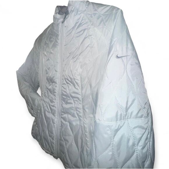 Nike Women’s Quilted Puffer Jacket – White Lightweight Zip-Up (Size S) - Picture 2 of 5